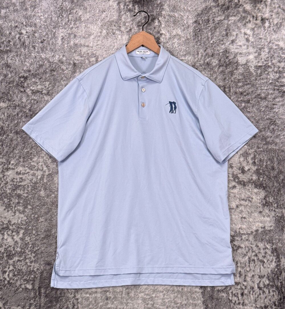 Peter Millar Polo Shirt Large Mens Summer Comfort Light Blue Performance Golf